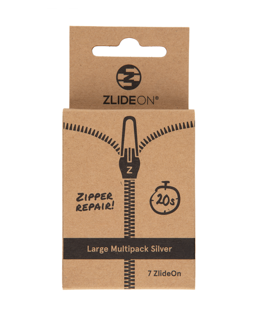 Large Multipack is brilliant to have at home. In a Large Multipack you find our bestselling sizes of ZlideOn and you can repair most zippers.