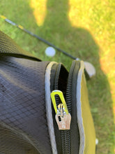 Load image into Gallery viewer, Golfbag repaired with ZlideOn. ZlideOn Narrow Zipper L is used to repair for example boots, jackets, bags, tents and sleepingbags.
