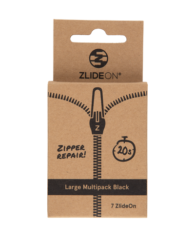 Large Multipack is brilliant to have at home. In a Large Multipack you find our bestselling sizes of ZlideOn and you can repair most zippers.